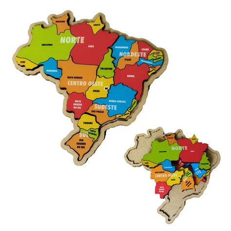 Quebra Cabe A Educativo Mapa Do Brasil Regioes Em Madeira Brinquedo