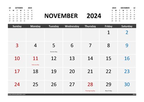 Free Calendar November 2024 Printable With Holidays