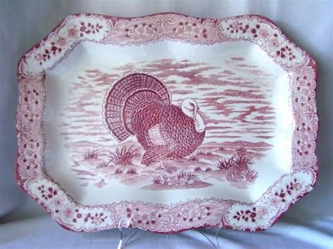 Huge Vintage Pink Transfer Ironstone Or China 20 Turkey Platter