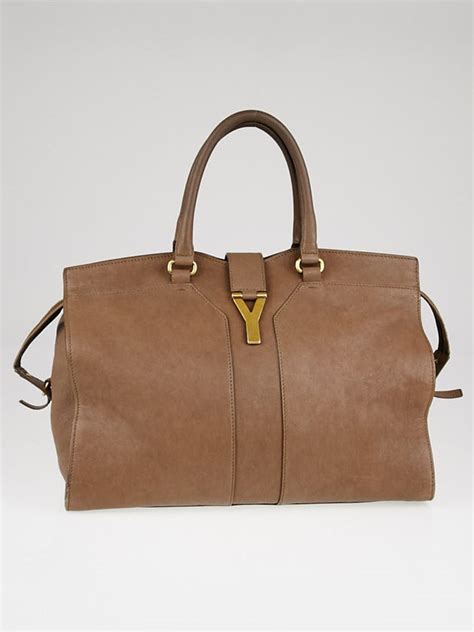 Yves Saint Laurent Taupe Leather Cabas Chyc Large Bag Yoogis Closet