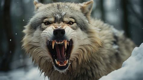 Growling Wolf Face