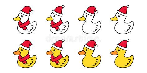 Duck Vector Christmas Icon Santa Claus Hat Logo Rubber Duck Bird Farm