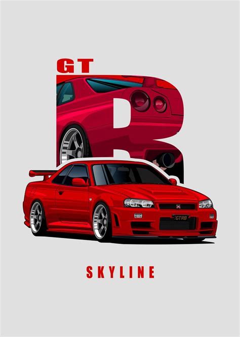 Nissan Skyline Gtr Poster Picture Metal Print Paint By Faissal