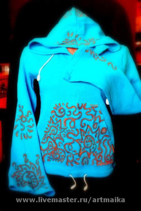 Футболка-кенгуруха с капюшоном Узорчатая – заказать на Ярмарке Мастеров ...