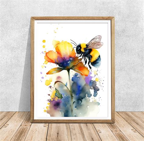 Bee Print Honey Bee Bee Art Bee Wall Art Bee Art Print Bee Wall Decor ...