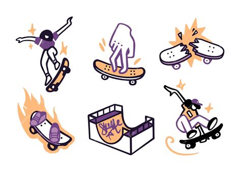 Premium Vector | Skateboard sticker set fire creative prints stickers ...