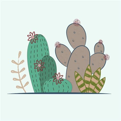 Premium Vector Cactus Set In Sketch Style