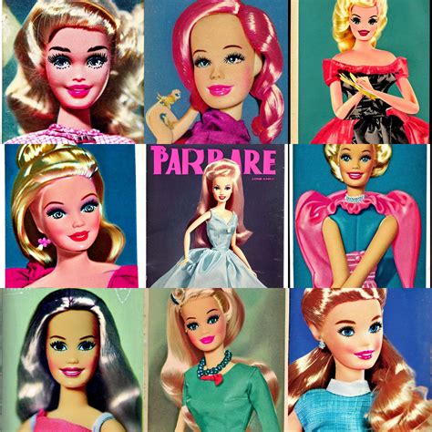 Barbie Doll Portrait Vintage Magazine Illustration Stable Diffusion