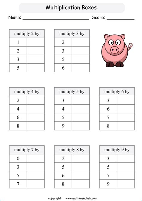 Box Method Multiplication 3 Digits Worksheet