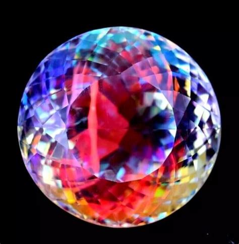 Loose Gemstone Ct Rainbow Color Round Cut Natural Mystic Topaz