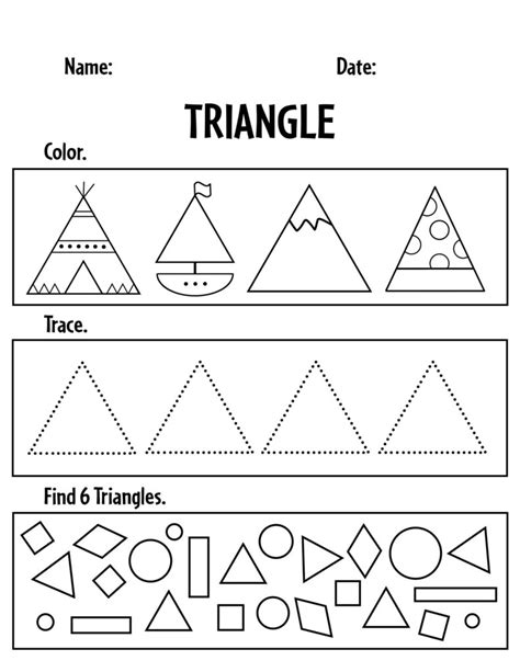 Free Triangle Worksheets For Preschool ⋆ The Hollydog Blog