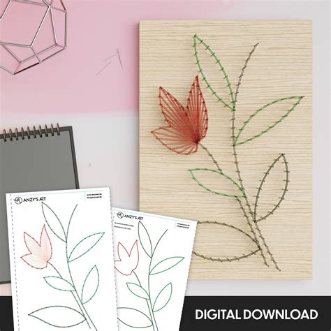 simple flower diy string art pattern etsy