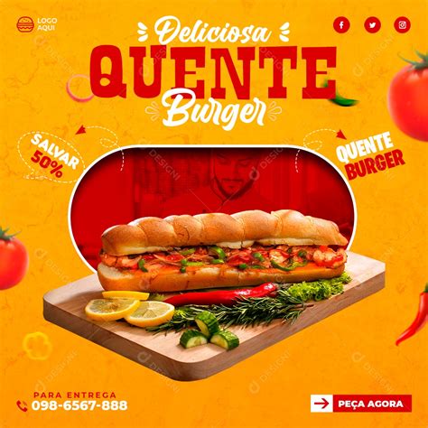 Social Media Hamburgueria Deliciosa Quente Burguer Psd Edit Vel