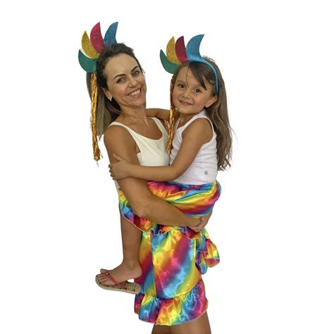 Fantasia Carnaval Mae E Filha - Kit Fantasia Tal Mãe Tal Filha Arco Íris Carnaval Promoção