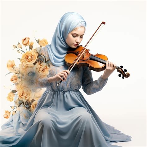 Premium Photo | Beautiful woman in hijab playing violin on isolated ...