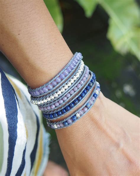 5 Times Wrap Bracelet Purple Crystal Beaded Mix Boho Etsy