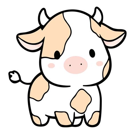 Kawaii Cow Logo Vector Art At Vecteezy