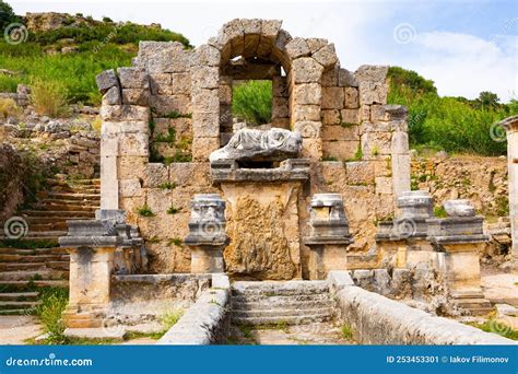 Ruins Of Nymphaeum In Perge Turkey Stock Image Image Of City