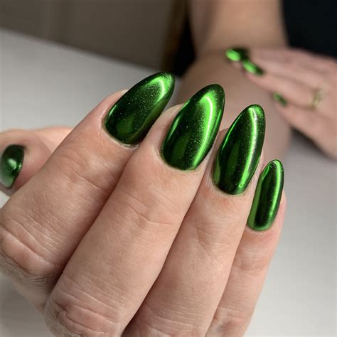 Green Chrome Nail Powder Chrome Nails Chrome Nail Art Chrome Nail