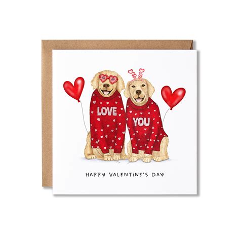 Golden Retriever Dogs Love You Jumpers Happy Valentine's Day Card