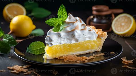 AI generated Delicious lemon meringue pie with fresh lemons and fluffy