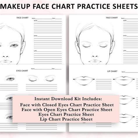 Makeup Practice Sheet Etsy