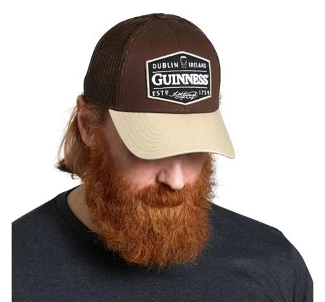 Guinness Brown Trucker Cap With Embroidered Patch Celtic Clothing Company