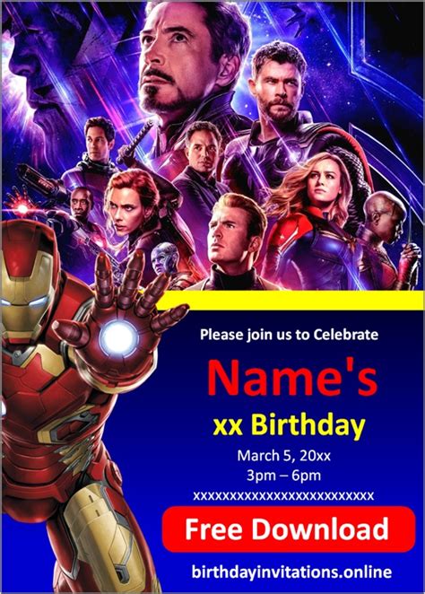 Avengers Birthday Invitations Birthday Invitations