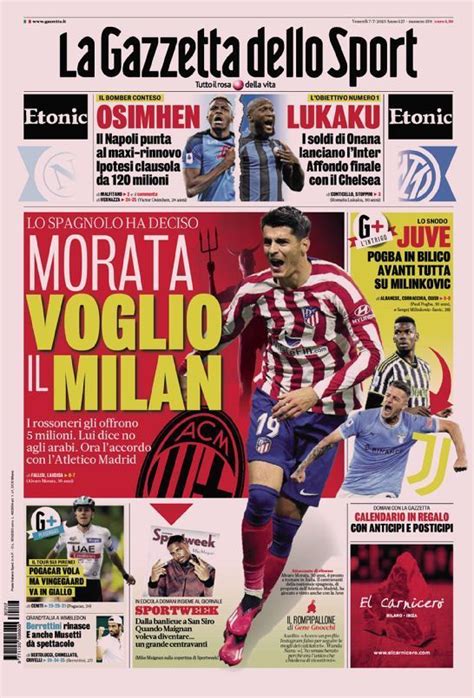 Capa La Gazzeta Dello Sport Julho Capasjornais Pt