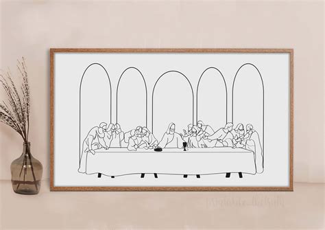 Line Artwork Dorm Living Biblical Art Last Supper Christian Wall