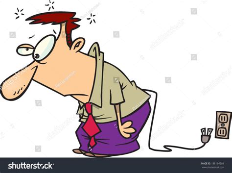tired cartoon man unplugged wall stock vector royalty