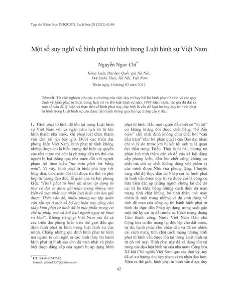 PDF Một số suy nghĩ về hình phạt tử hình trong Luật hình sự Việt Nam