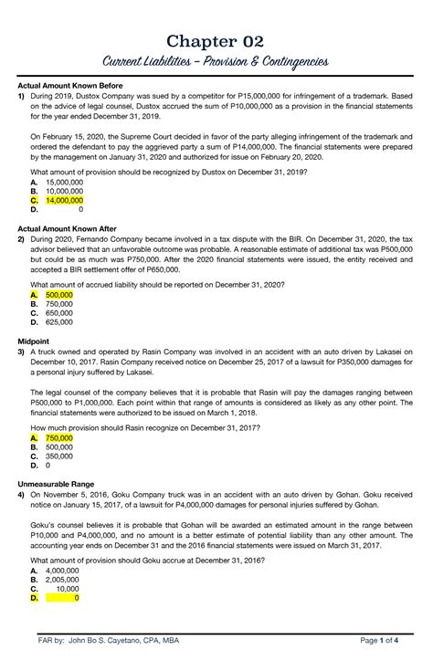 Provision & Contingencies - Chapter 02 Current Liabilities – Provision