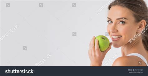 Green Apple Holding Nude Woman Bilder Stockfotos Und