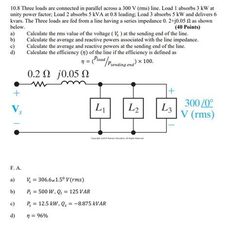 Solved Three Loads Are Connected In Parallel Across A Off