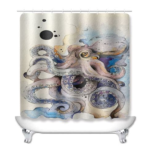 Oceanic Harmony Bathroom Set Vibrant Octopus Shower Curtain With