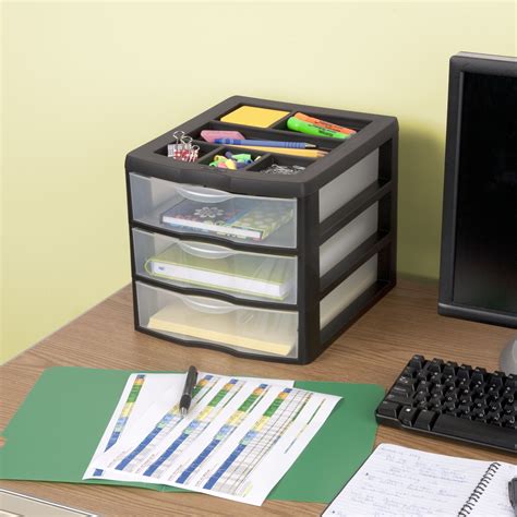 Sterilite Medium Drawer Desktop Unit Black With Clear