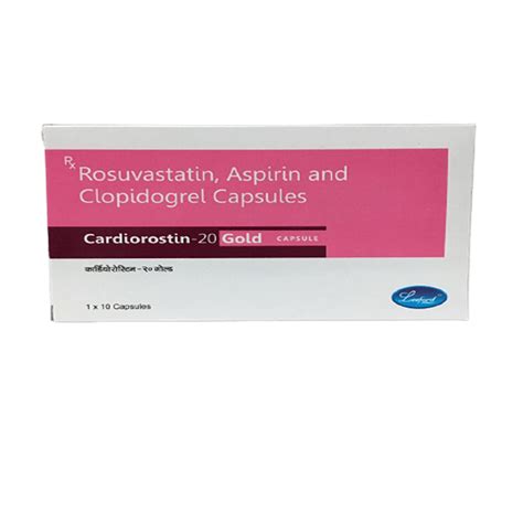 Cardiorostin Gold 20 Mg Rosuvastatin Aspirin And Clopidogrel Capsules