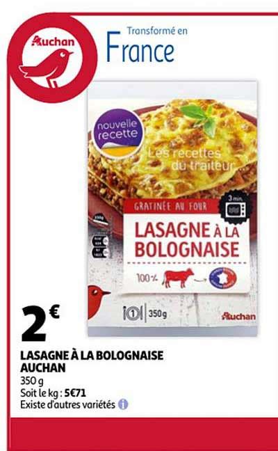 Promo Lasagne à La Bolognaise Auchan chez Auchan iCatalogue fr