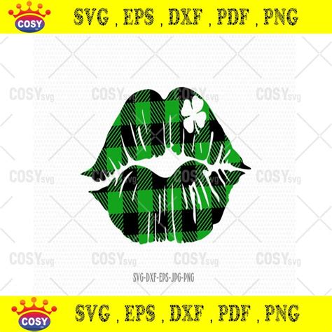 Lips With Clover Svg For St Patricks Day Lips SVG Shamrock SVG Png Svg