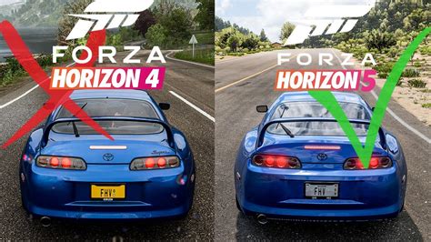 Forza Horizon 5 Vs 4 Engine Sounds Comparison Toyota Supra Mk4 YouTube