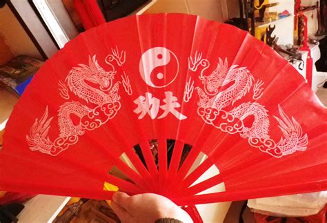 Red Tai Chi Dragon Fan - Internal Wudang Store