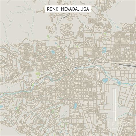 Reno Nevada US City Street Map Digital Art by Frank Ramspott - Pixels