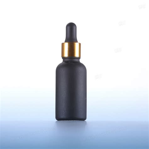 Luxury Empty Serum Frosted Black Glass Dropper With Bright Golden