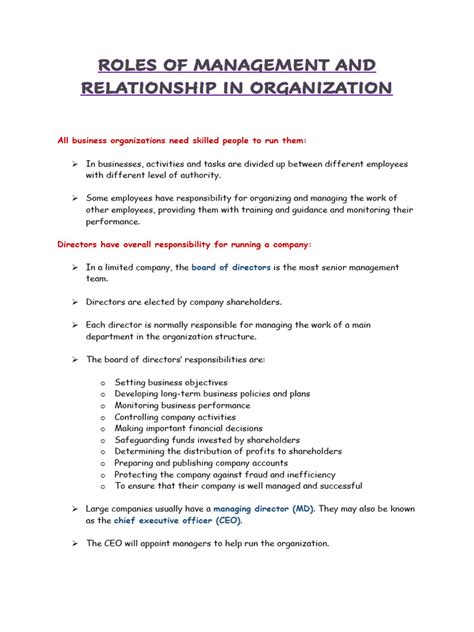 organization  management roles  relationships  organizations