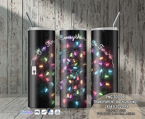 20oz Skinny Tumbler Mockup PNG Full View Wrap Mockuptumbler - Etsy