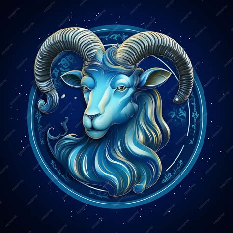 premium photo zodiac sign  ram  blue background generative ai