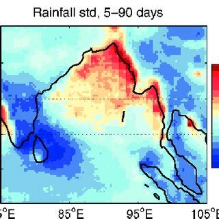 Map Of Mean Sd Of The Day Filtered Rainfall Mm Day For The