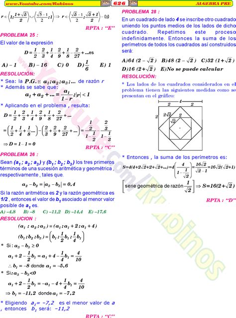 Progresiones Geom Tricas Problemas Resueltos Lgebra Pre Rubi Os Pdf