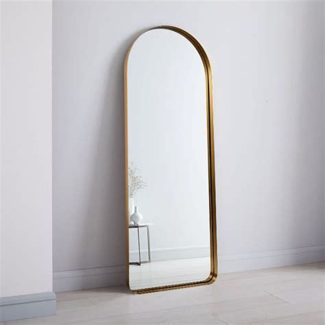 Andy Star® Modern Arched Full Length Mirror Brushed Gold Metal Frame Full Size Tall Mirror Wall